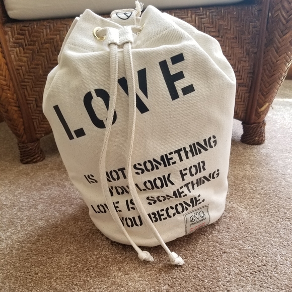 Peace Love World Canvas bucket backpack main image 4